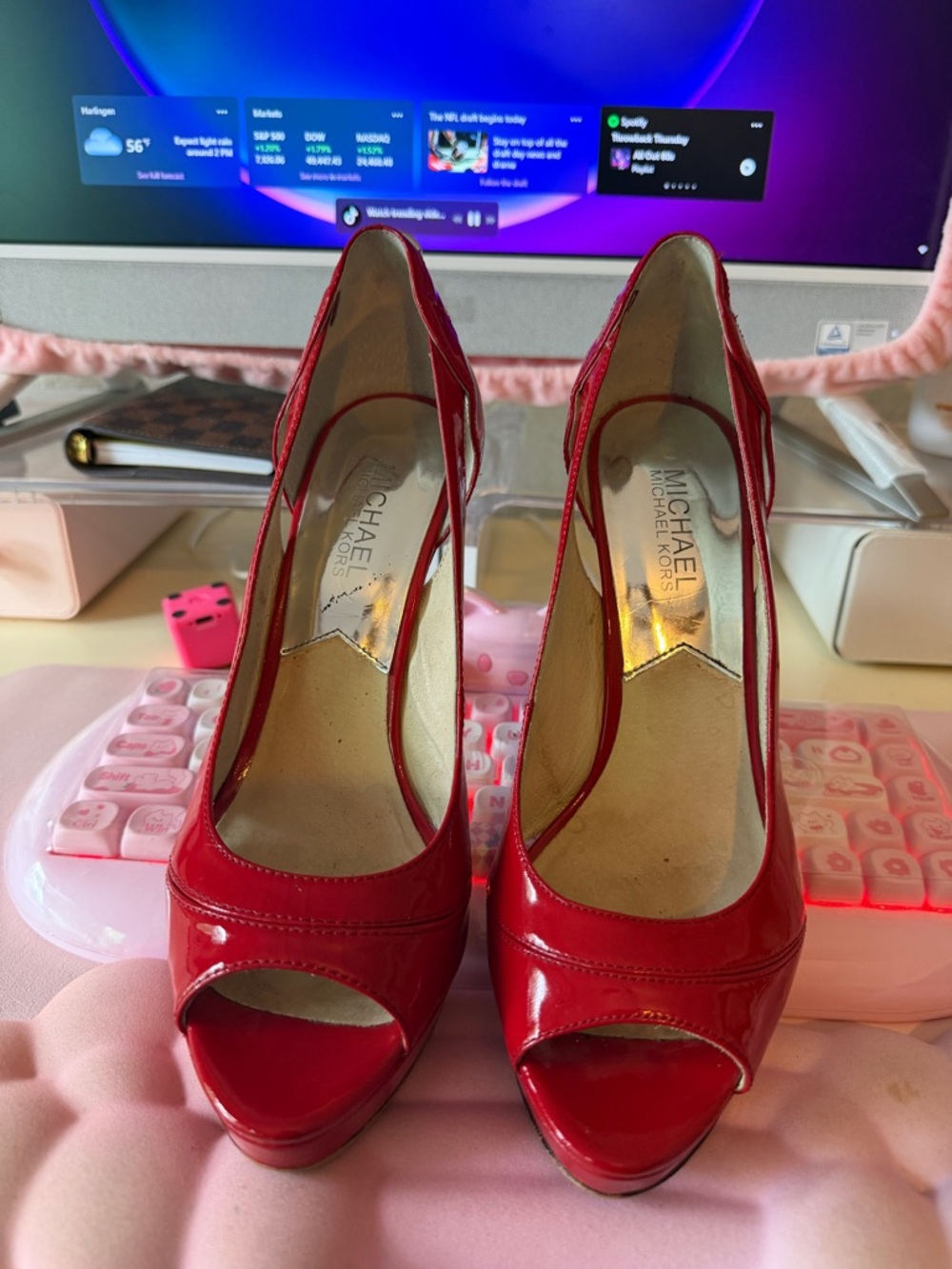 Michael Kors Red Patent Peep-Toe High Heels